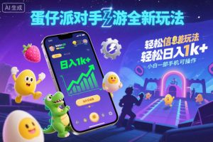 蛋仔派对手游全新玩法，轻松日入1k+，风口信息差玩法，当天见收益，小白一部手机可操作-最全资源库