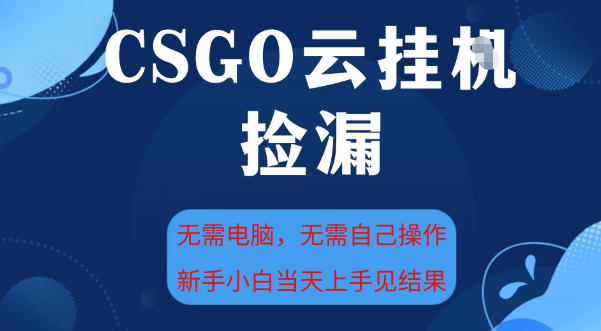 CSGO云挂G全自动捡漏，最新独家玩法，无需电脑操作，新手小白日入5张+【揭秘】-最全资源库