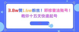 3.8w赞1.6w粉丝，邪修普法账号，教你十五天快速起号-最全资源库