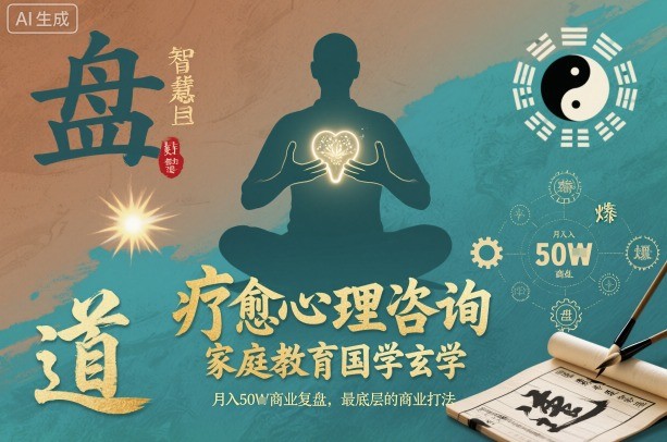 疗愈心理咨询，家庭教育国学玄学，月入50个商业复盘，最底层的商业打法-最全资源库