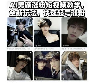 AI男颜涨粉短视频教学，全新玩法，快速起号涨粉-最全资源库