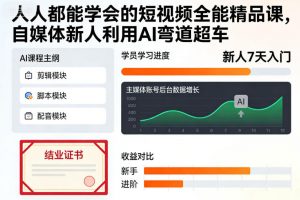 人人都能学会的短视频全能精品课，自媒体新人利用AI弯道超车-最全资源库