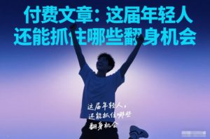 付费文章：这届年轻人，还能抓住哪些翻身机会-最全资源库