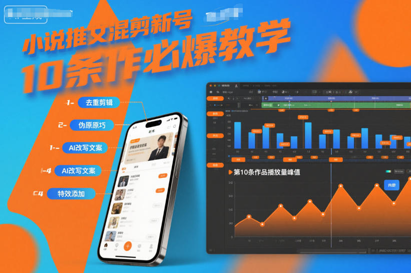 小说推文混剪新号10条必爆教学，伪原创10条作品必爆技巧-最全资源库