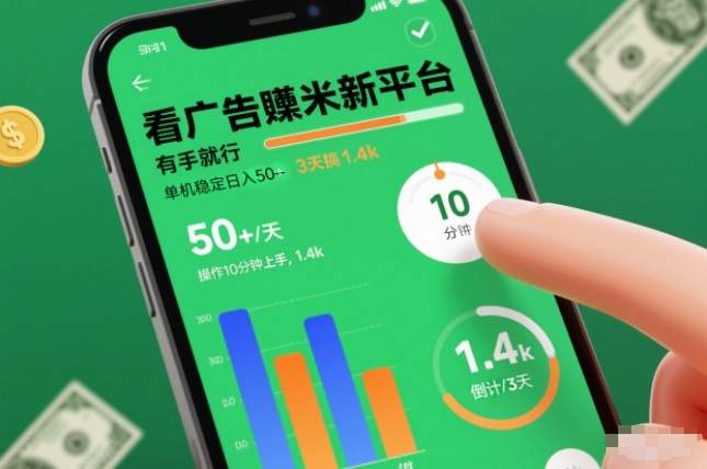 看广告賺米新平台，有手就行，单机稳定日入50+，操作10分钟上手，3天搞了1.4k【揭秘】-最全资源库