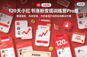120天小红书涨粉变现训练营Pro版，​精准涨粉，高效变现​，为你量身打造的实战解决方案-最全资源库