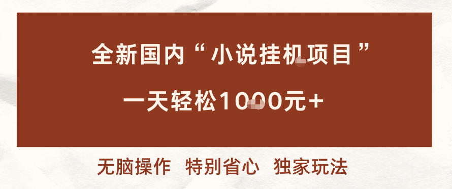 全新国内小说挂G项目，多窗口无脑跑，一天轻松1k+，特别省心【揭秘】-最全资源库