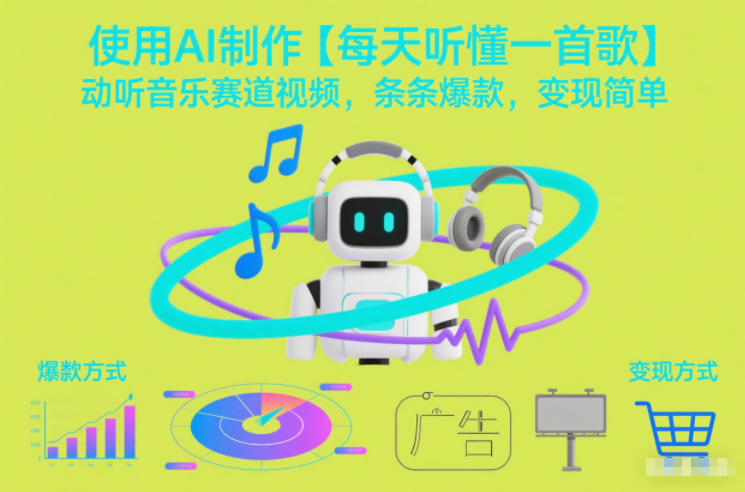 使用AI制作【每天听懂一首歌】动听音乐赛道视频，条条爆款，变现简单-最全资源库