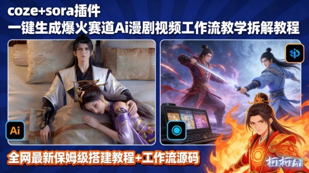 SORA2一键生成AI漫剧视频coze工作流搭建教程，小白轻松入局漫剧圈-最全资源库