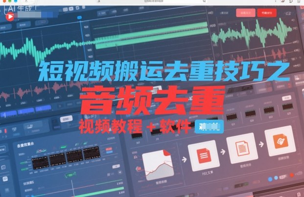 短视频搬运去重技巧之音频去重，视频教程+软件-最全资源库