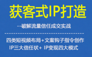 获客型IP打造，破解流量信任成，四类短视频布局+文案钩子指令创作IP三大信任状+IP变现四大模式-最全资源库