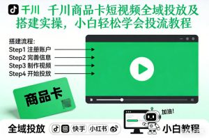 千川商品卡短视频全域投放及搭建实操，小白轻松学会投流教程-最全资源库