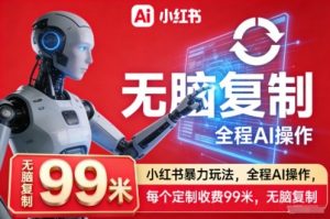 小红书暴力玩法，全程AI操作，每个定制收费99米，无脑复制-最全资源库