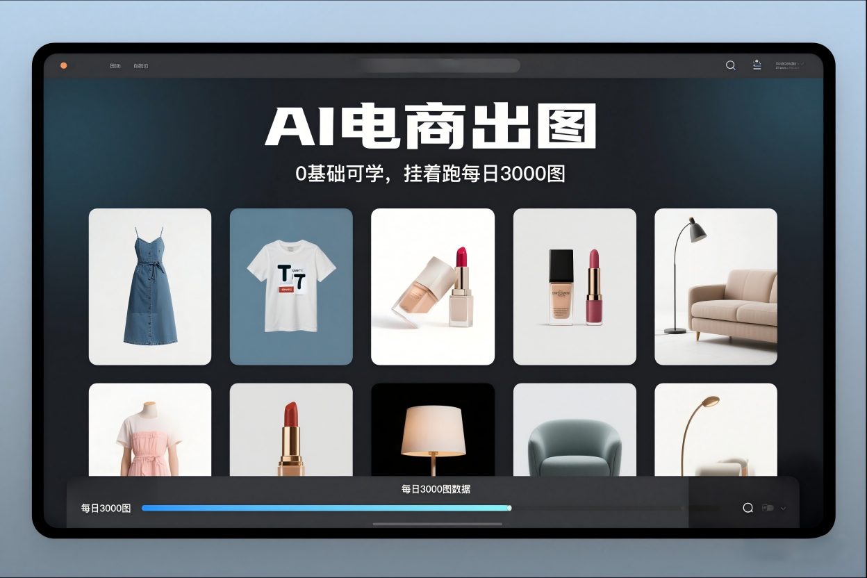 AI电商出图，0基础可学，挂着跑每日3000图-最全资源库