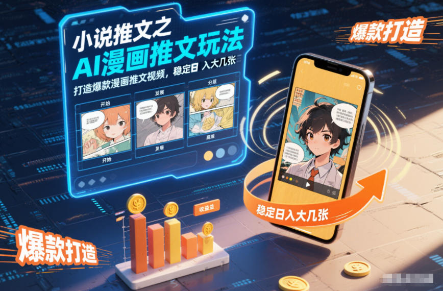 小说推文之AI漫画推文玩法，打造爆款漫画推文视频，稳定日入大几张-最全资源库