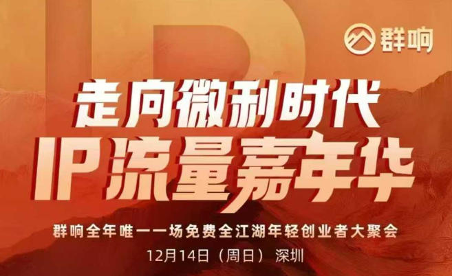 2025ip嘉年华万人12月14深圳线下课，走向微利时代，IP流量嘉年华，实操性极强的商业干货课-最全资源库