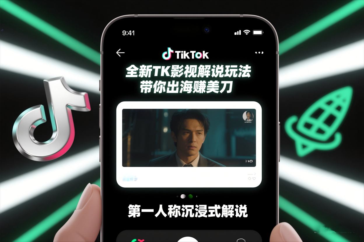 TikTok第一人称影视解说教学，全新TK影视解说玩法，带你出海賺美刀-最全资源库