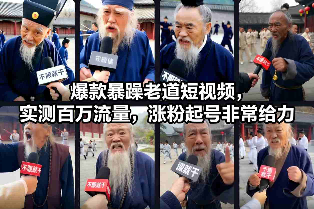 爆款暴躁老道短视频，实测百万流量，涨粉起号非常给力-最全资源库