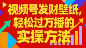 视频号发财壁纸，轻松过万播的实操方法，新手闭眼入局也能分一杯羹-最全资源库
