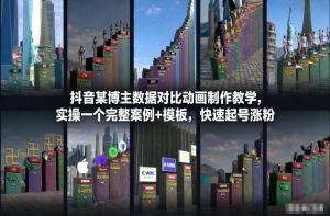抖音某博主数据对比动画制作教学，实操完整案例+模板，快速起号涨粉-最全资源库