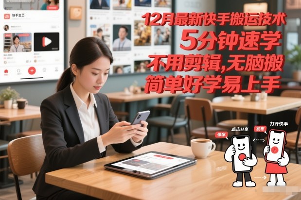 12月最新快手搬运技术，5分钟速学，不用剪辑无脑搬，简单好学易上手-最全资源库