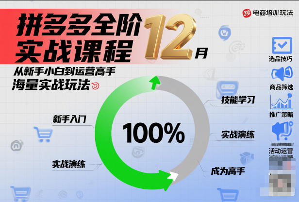 拼多多全阶实战课程12月，从新手小白到运营高手，海量实战玩法-最全资源库