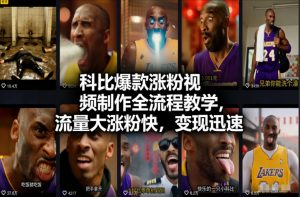 科比爆款涨粉视频制作全流程教学，流量大涨粉快，变现迅速-最全资源库