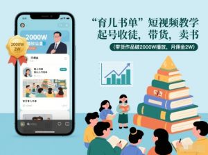 育儿书单短视频教学，起号收徒，带货，卖书（带货作品破2000W播放，月佣金2W）-最全资源库