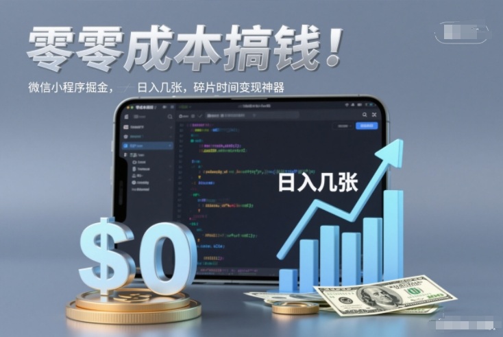 零成本搞钱，微信小程序掘金，简单易操作，日入几张，碎片时间变现神器【揭秘】-最全资源库
