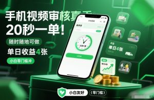 手机视频审核真香！20秒一单，随时随地可做，单日收益4张，小白零门槛冲【揭秘】-最全资源库