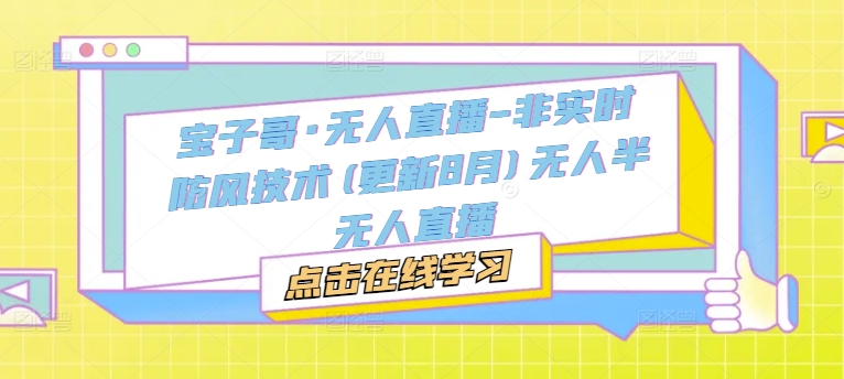 宝子哥·无人直播-非实时防风技术(更新25年12月)无人半无人直播-最全资源库