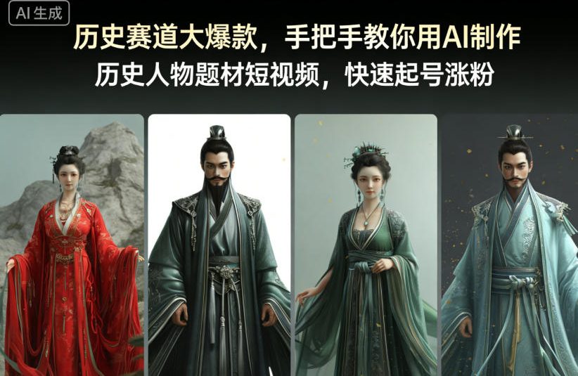 历史赛道大爆款，手把手教你用AI制作历史人物题材短视频，快速起号涨粉-最全资源库