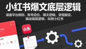 小红书爆文底层逻辑，涵盖平台规则、账号定位、爆文逻辑、变现路径，撬动底层逻辑，玩转小红书-最全资源库