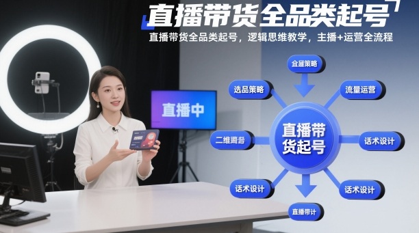 直播带货全品类起号，逻辑思维教学，主播+运营全流程-最全资源库