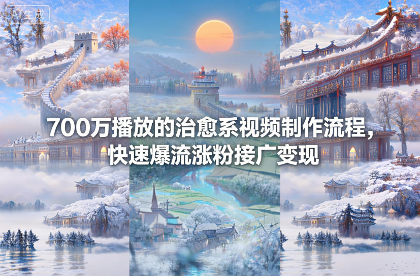 700万播放的治愈系视频制作流程，快速爆流涨粉接广变现-最全资源库