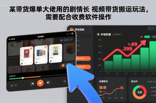 某带货爆单大佬用的剧情长视频带货搬运玩法，需要配合收费软件操作-最全资源库