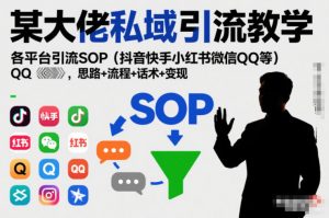 某大佬私域引流教学，各平台引流SOP（抖音快手小红书微信QQ等），思路+流程+话术+变现-最全资源库