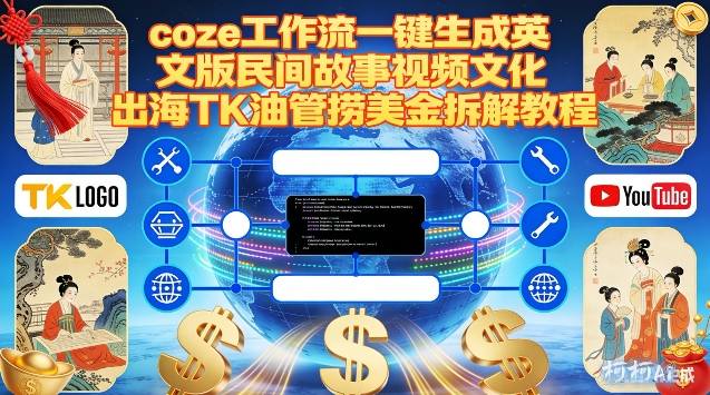 Coze扣子工作流一键生成英文版民间故事视频，文化出海TK油管捞美金拆解教程-最全资源库