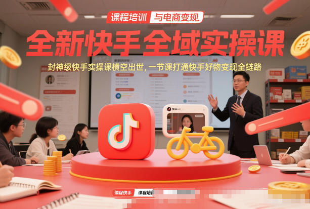 全新快手全域实操课，封神级快手实操课横空出世，一节课打通快手好物变现全链路-最全资源库