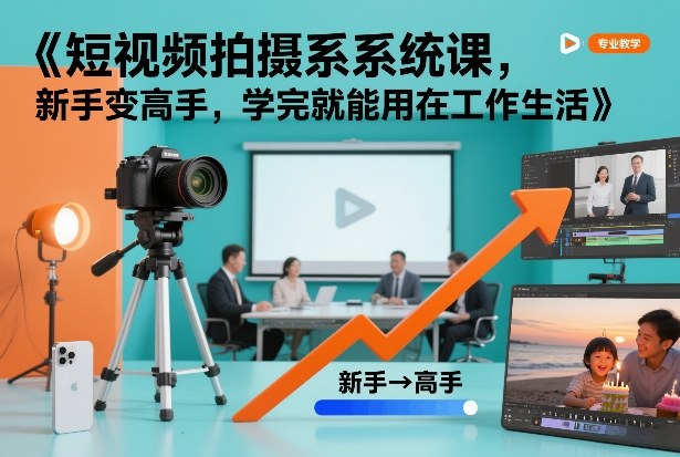 短视频拍摄系统课，新手变高手，学完就能用在工作生活-最全资源库