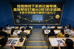 短视频线下系统化编导课，直接帮你打通从0到1的全链路，手把手带你敲开编导行业大门-最全资源库