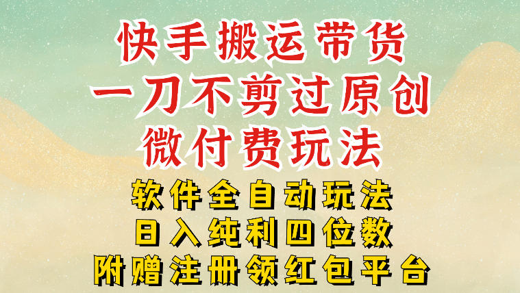 快手搬运带货，一刀不剪过原创，微付费玩法，软件全自动玩法，日入纯利四位数【揭秘】-最全资源库