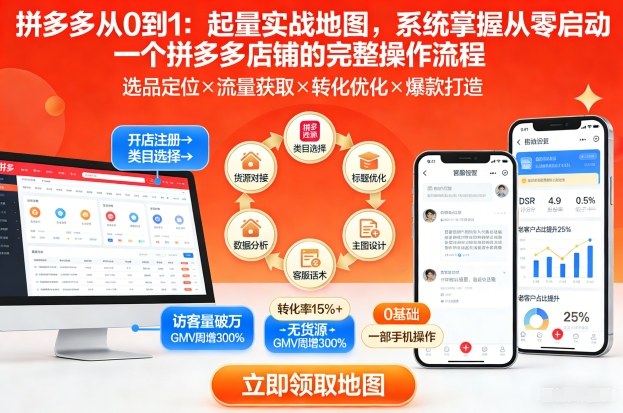 拼多多从0到1：起量实战地图，系统掌握从零启动一个拼多多店铺的完整操作流程-最全资源库