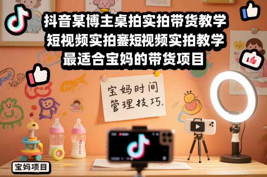 抖音某博主桌拍实拍带货教学，短视频实拍教学，最适合宝妈的带货项目-最全资源库
