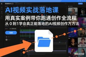 AI视频实战落地课，用真实案例带你跑通创作全流程，从0到1学会真正能落地的AI视频创作方法-最全资源库