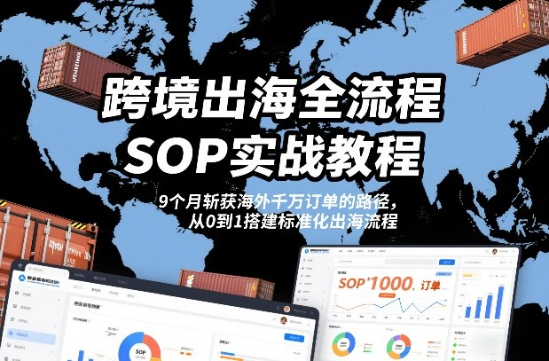 跨境出海全流程全盘托出SOP实战教程，9个月斩获海外千万订单的路径，从0到1搭建标准化出海流程-最全资源库