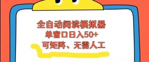 全自动阅读模拟器，单窗口50+靠高效流量获取收益，无需人工，可矩阵操作【揭秘】-最全资源库