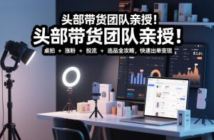 头部带货团队亲授！专业短视频实拍带货课：桌拍+涨粉+投流+选品全攻略，快速出单变现，月入2w+-最全资源库