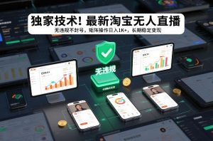 独家技术！最新淘宝无人直播：无违规不封号，矩阵操作日入1K+，长期稳定变现【揭秘】-最全资源库