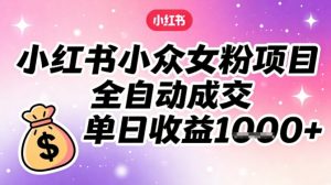 小红书小众女粉项目，全自动成交，单日收益多张-最全资源库